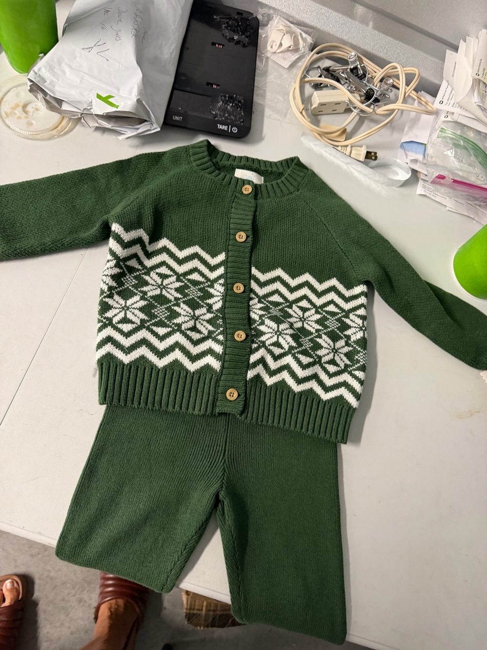 Little planet 24 month two piece green knitted Christmas outfit new with tags